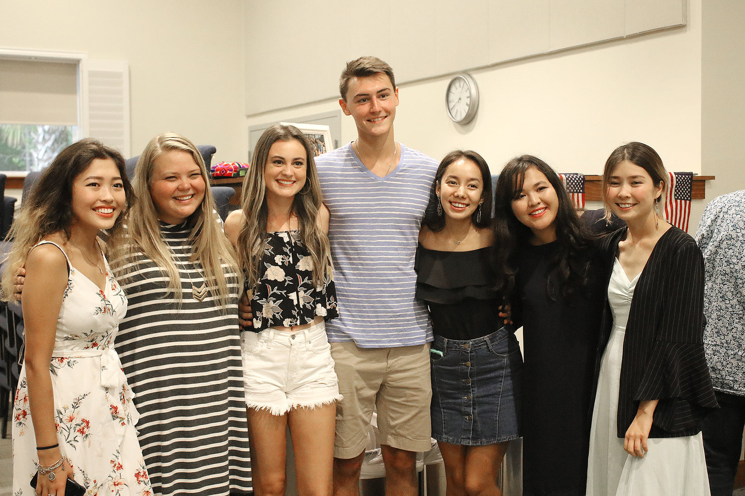 Danny White, center, poses with seven of the young women who participated in this summer’s Greatest Exchange.